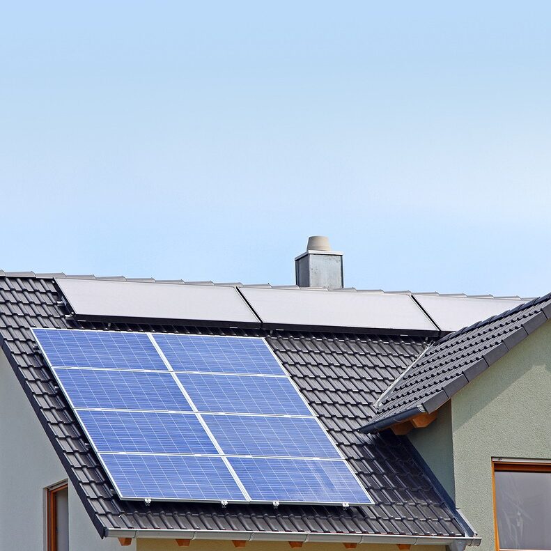 A Photograph of a solar panel on the roof