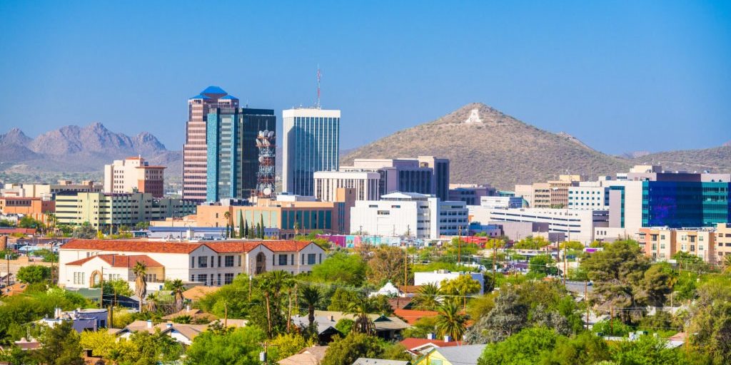 Tucson, Arizona, USA downtown city skyline in the afternoon.